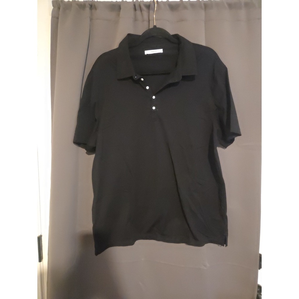 Perona Black Classic Fit Polo, Men's XXL Shirt, Short Sleeve, 1/4‎ Button Top